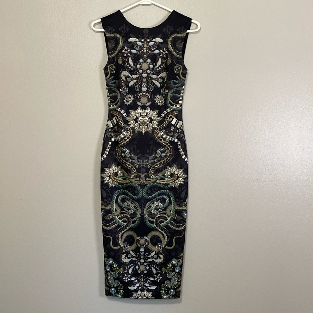 Ted Baker London Dresses Sleeveless Diamond Black Green Sheath Dress Size 0